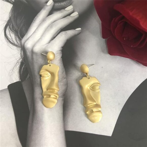 “Half Face” Greek God Broken Shattered Sculpture Theatre Masquerade Mask Earring - Picture 3 of 5